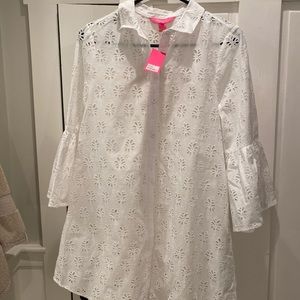 Lilly beach cover up- printed palm cutouts